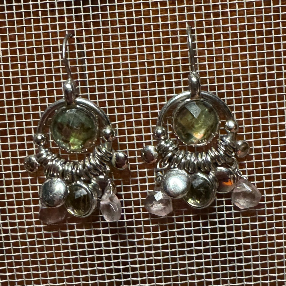Lia Sophia Elegant Silver and Green Dangle Earrings